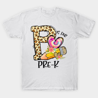 K Is For Pre-K Teacher Leopard First Day Of School T-Shirt